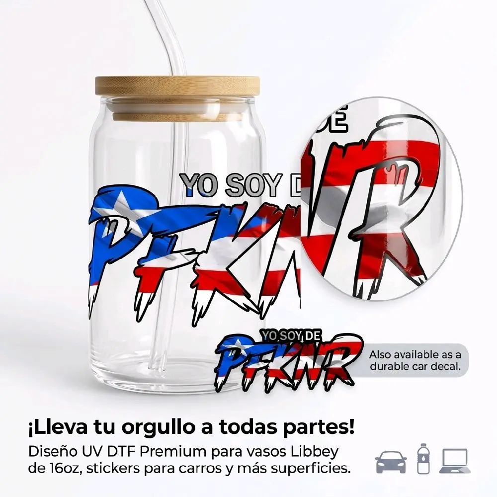 PFKNR Yo soy de PFKNR Uv Sticker with Puerto Rican Flag