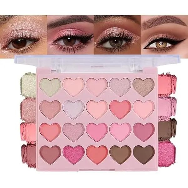 Eyeshadow Palette, Matte & Shimmer, High Pigmented 20 Colors Brown Purple Eye Shadow Primers for Eye Makeup