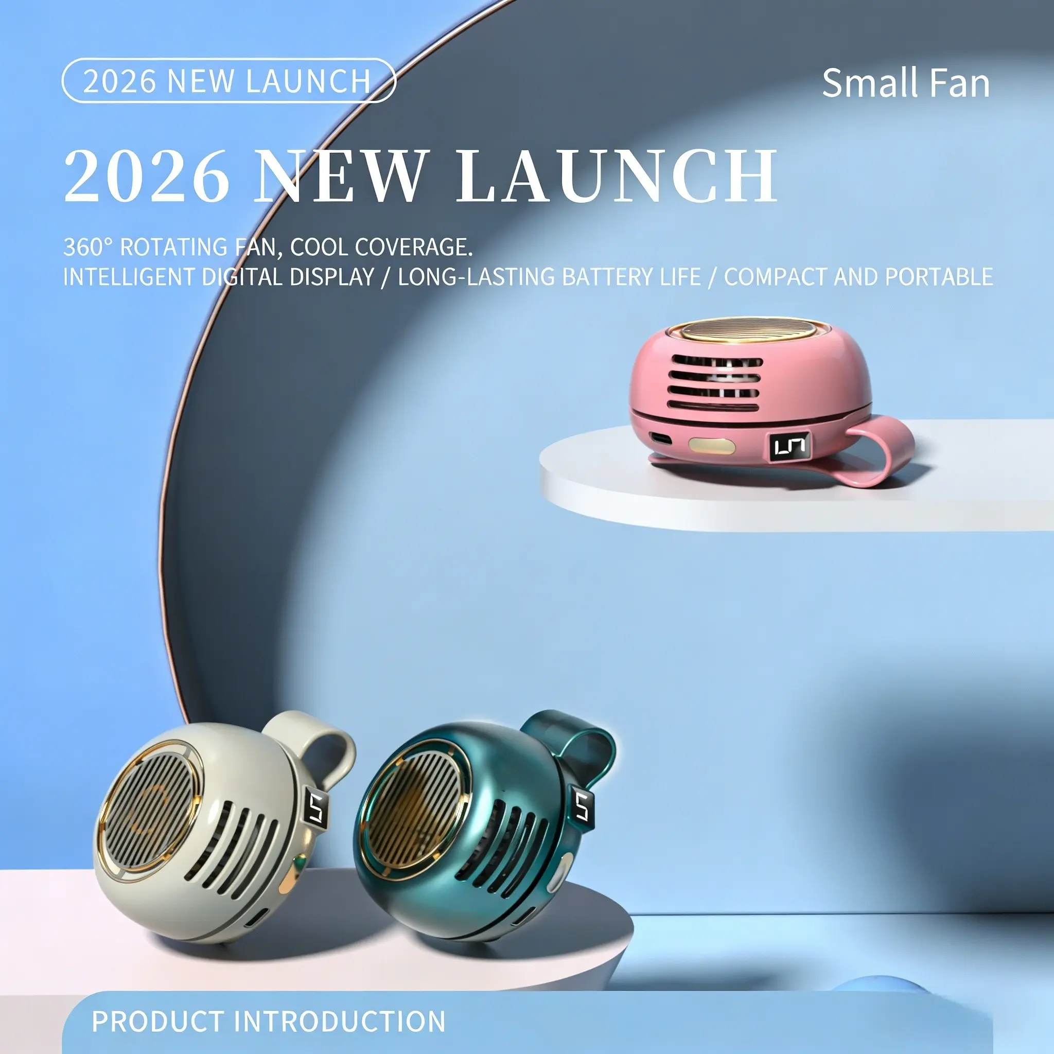 Portable Mini Fan with Clip, Personal Fan, Belt Clip Fan, Handheld Waist-Hung No-Leaf Fan, Handheld Cooling Fan, Compact and Lightweight, Ideal for On-The-Go Use, Trendy Portable Fan