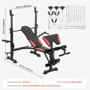VEVOR Weight Bench, Multi-Functional Adjustable Weight Bench Press for Full Body Workout, 660lbs Exercise Sit up Bench for Home Gym Strength Training, Flat Bench with Quick Folding Fast Adjustment
