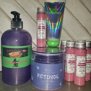 Beauty Mechanics Retinol Body Scrub, Prolux Lotion, Body Wash & Bath Salt Lot