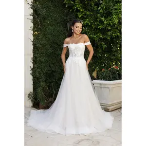 Long Wedding Dress Off The Shoulder A-Line Gown By Royal Queen RQ8182