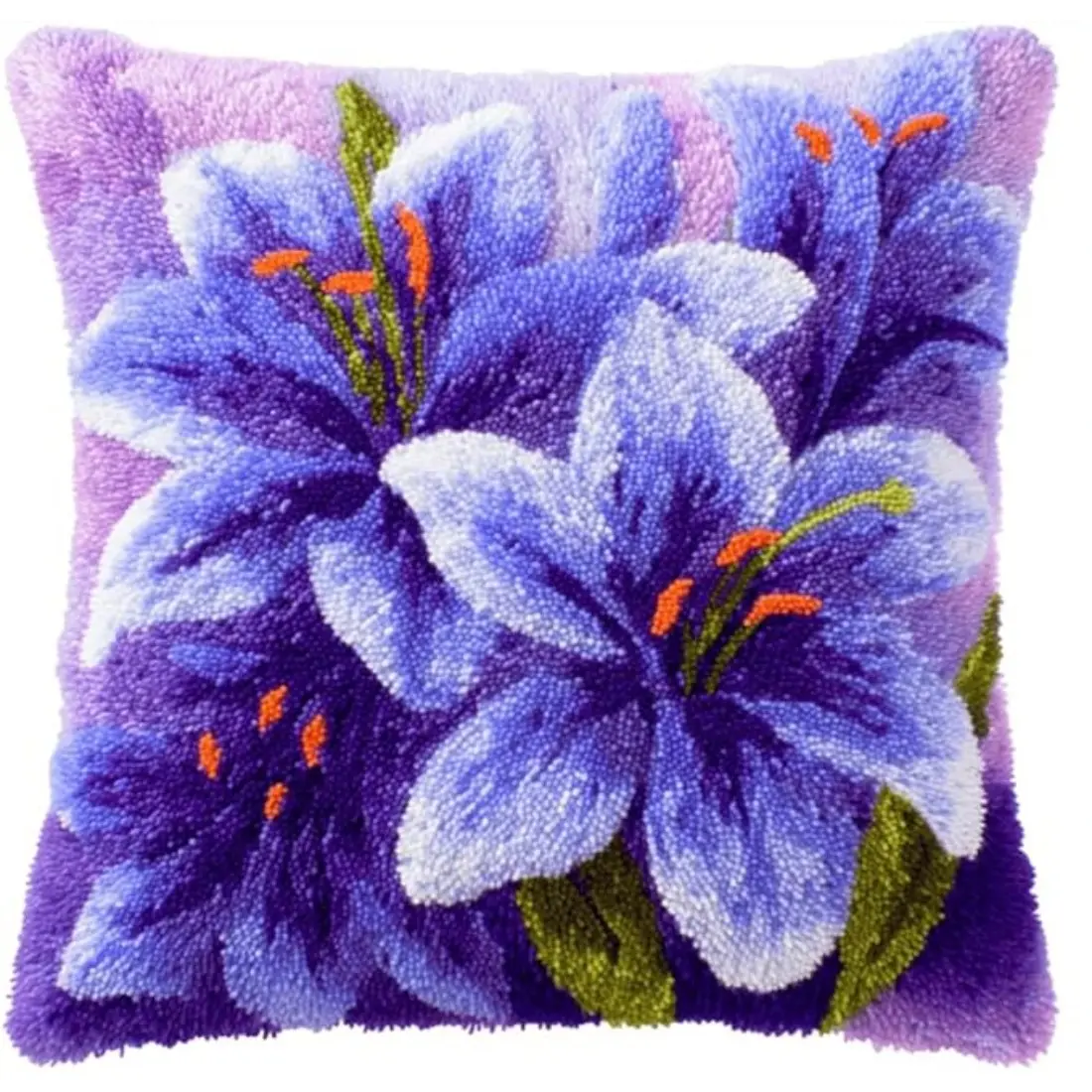 DIY Latch Hook Cushion Kit - Colorful Print Pillowcase Set with Vinyl Pre-Print Pattern, Easy-to-Make Needle Art Handicrafting, 43cm x 43cm/17in x 17in Valentine's/Birthday Gift for Beginners (DIY Zipper Kit Included)