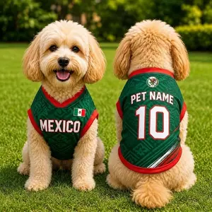 Personalized Mexico Pet Soccer Jersey, Custom Dog Cat Shirt