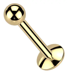 Gold PVD Ball Top Internally Threaded Titanium Convex Disk Labret