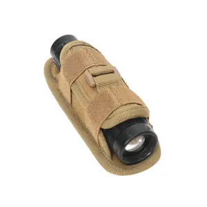 Tactical Flashlight Pouch Holster, Rotatable Flashlight Holder Belt Clip Tactical Torch Carry Case with 360 Degree Carabiner Reel Clip