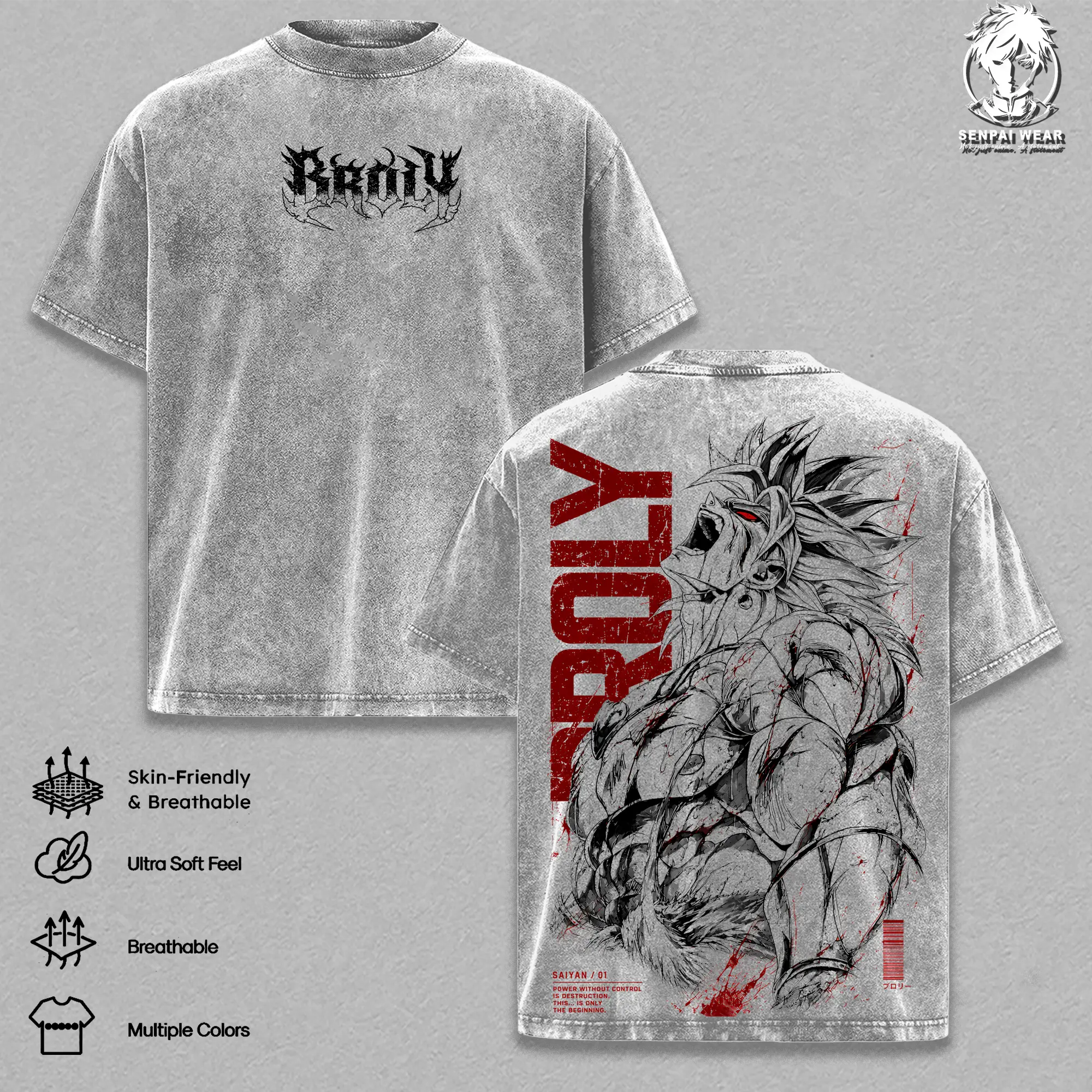 Broly DBZ T-Shirt, Legendary Super Saiyan Full Power Graphic Tee, Back Print Vintage 90s Anime Shirt, Graphic Tees Men, Trendy Tshirts, Men's T Shirts, DBZ Streetwear, Unisex Cotton Distressed Tee, Merch For Men, Men Fashion Graphic Tee