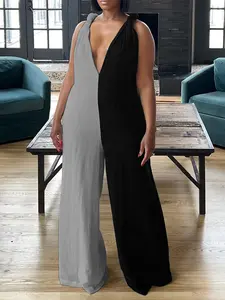 Women's Colorblock Halter Deep V One-Piece Swimsuit, Stylish and Comfortable Design, Perfect for Beach and Pool Wear