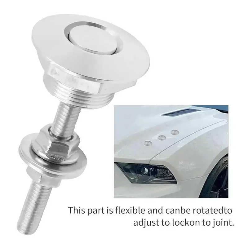 4-piece universal aluminum quick-release latches, 1.25-inch diameter silver automotive bumper, hood, and license plate fasteners