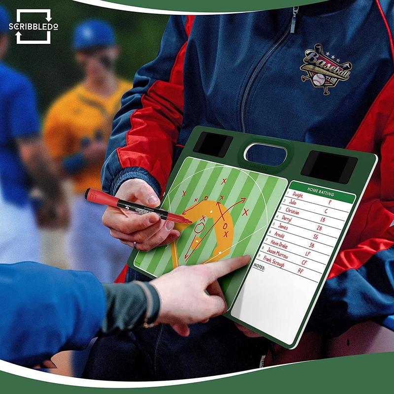 Baseball Double Sided Dry Erase Board for Coaches 15"x10.5" with Markers