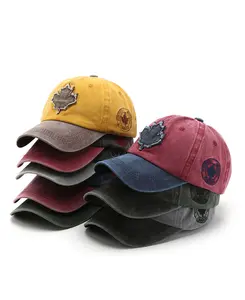 5 pieces Embroidered Adjustable Baseball Cap for Outdoor Sun Protection-Maple Leaf Baseball Cap-Trendy Unisex Hat Gift for Men and Women