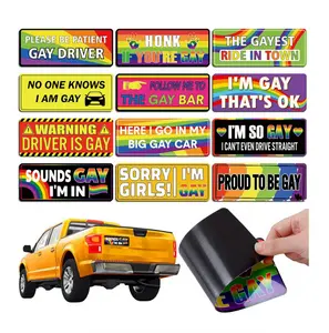 12 PCS Gay Pride Funny Car Magnet Set, Funny LGBT Magnetic Bumper Stickers, Reusable Prank Magnet Decals for Car Truck Fridge Locker Decorative Accessories