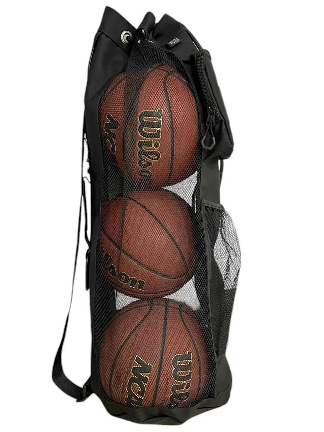 HOTZ Basketball Bag - Durable Canvas & Breathable Mesh, Zippered Pouch, ID Holder, Carabiner & Mesh Storage Pocket for Coaches and Players