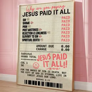 Christian Wall Art Print - "Jesus Paid It All" - Inspirational Scripture Poster