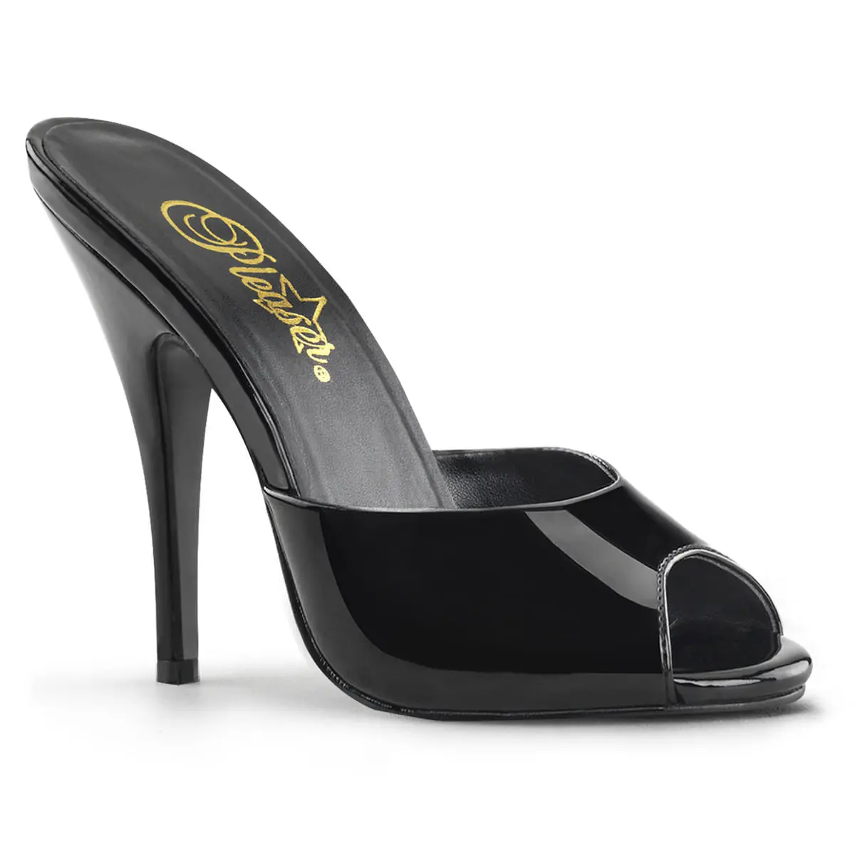 Women's Fashion 5-Inch Black Patent Heel Mule Shoe Women's Fashion 5-Inch Black Patent Heel Mule Shoe