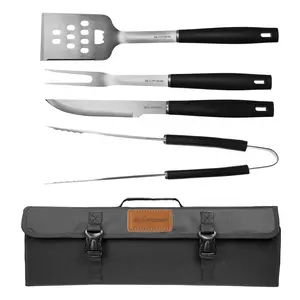 Grill Marks 5 Piece BBQ Tool Set Stainless Steel Grill Kit for Outdoor Cooking, Camping
