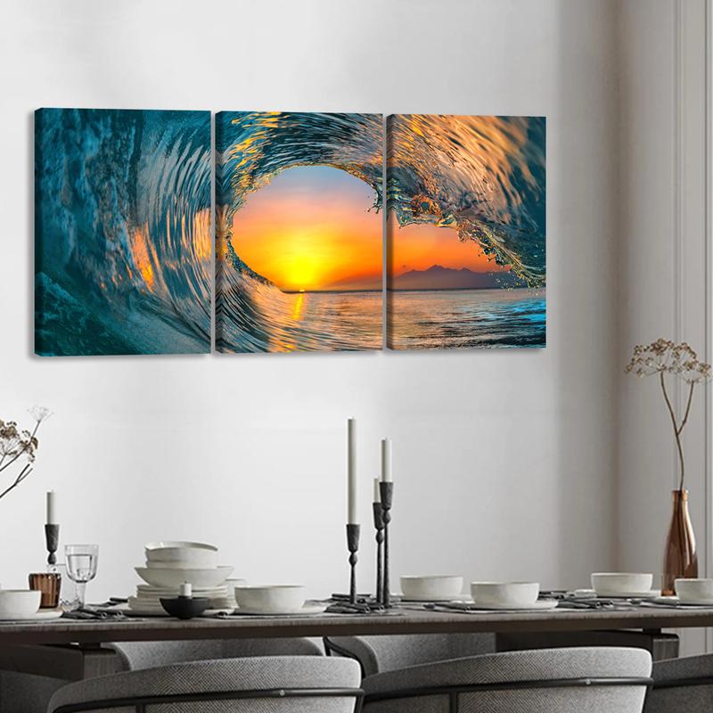 3Pcs Wooden Framed Canvas Painting, Ocean Sunset Beach Waves Scene, Exquisite Poster, Home Decoration, Pattern Wall Art Decor, For Living Room, Bedroom, Office, Restaurant, Bar Wall Decor, Odorless, Painting, Print Artwork. 3Pcs Wooden Framed Canvas Painting, Ocean Sunset Beach Waves Scene, Exquisite Poster, Home Decoration, Pattern Wall Art Decor, For Living Room, Bedroom, Office, Restaurant, Bar Wall Decor, Odorless, Painting, Print Artwork.