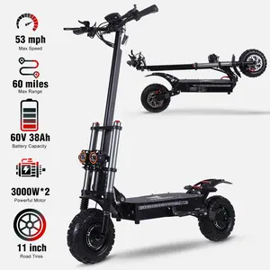 Joyfinity Electric Scooter for Adults, 6000W motor, 53 MPH, 60V/38AH battery, Max 100KM Road,  dual braking system, Portable Folding With seat