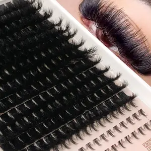 Fluffy Lash Clusters Thick 200D Caterpillar Lashes, Volume Eyelash Clusters 12-20mm, D Curl Cluster Eyelash Extensions,5-7mm Bottom Lash Clusters DIY Eyelash Extensions Lower Lashes Bottom Individual Lashes