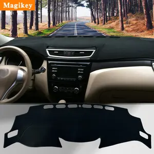 Magikey Dash Cover Mat for Nissan Rogue 2014-2020 Dashboard Pad Carpe Sunscreen Heat Insulation Anti Glare Reflective Protection Black Polyester with Silicone Anti Slip Particles