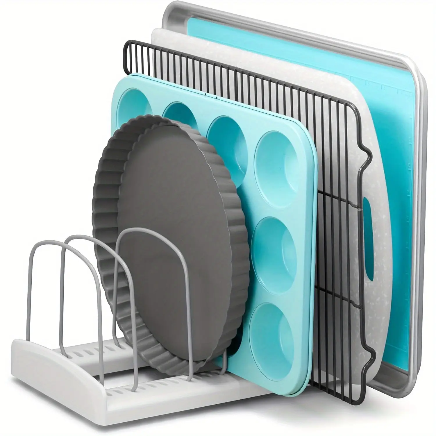 Pot and pan storage, adjustable baking utensil storage lid rack,expandable kichen storage rack with dviders - store pots, pans, lids, baking utensils