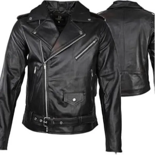 Touch&Torn Leather Motorcycle Jacket for Men Genuine Cow Hide Biker Leather Jacket Mens YKK Zip Coats Menswear Long Sleeve Plain