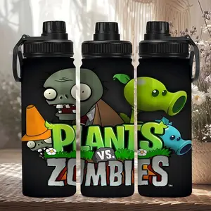 1pc 20oz Plants vs. Zombies Stainless Steel Insulated Water Bottle with Handle, Portable Sports Cup, Ideal Gift for Game Fans,Reusable Sports Cup for Kids & Adults