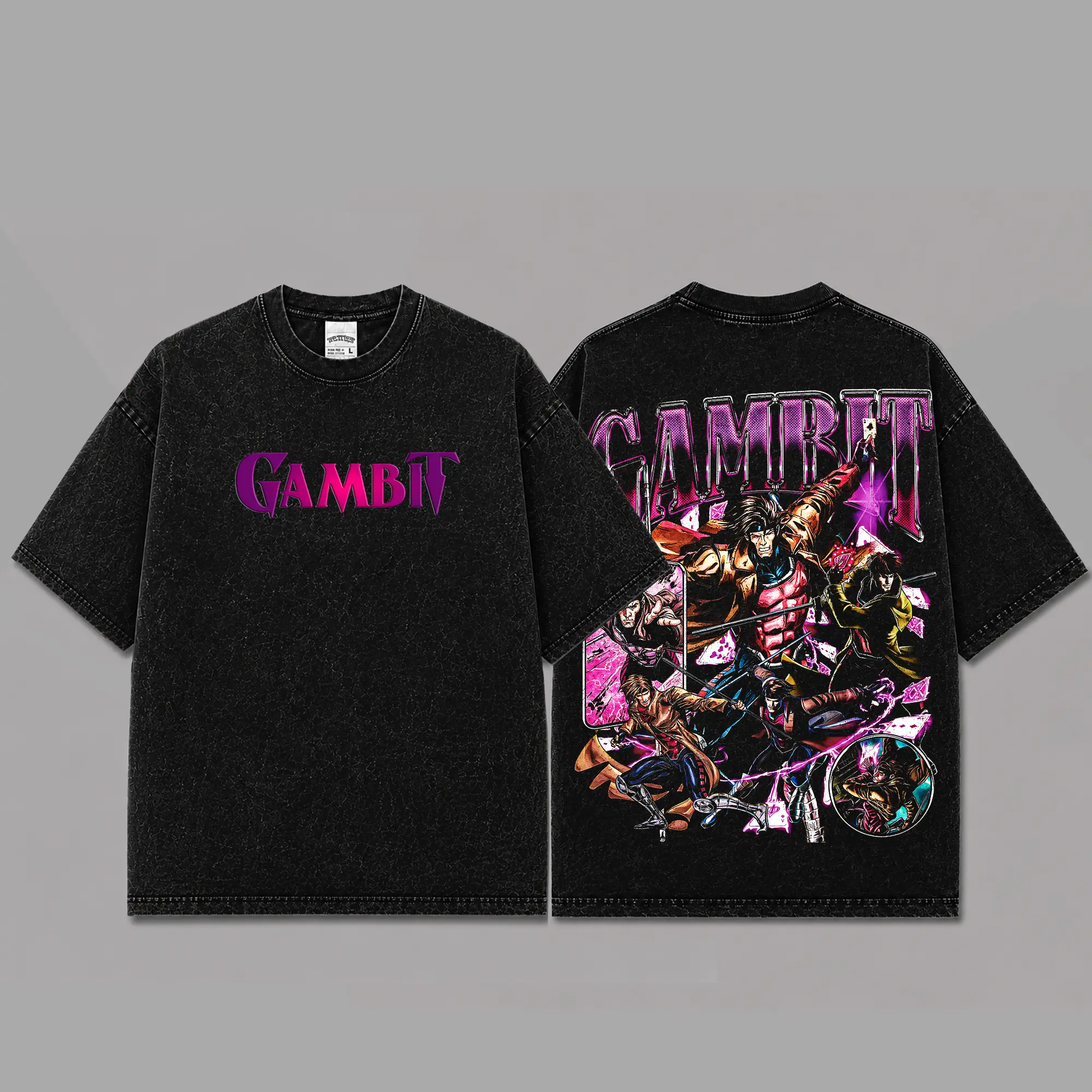 Ver 4 Remy "Gambit" LeBeau Inspired Oversized Black Graphic T-Shirt, Vintage Movie Actor Fan Tee, The Master Thief Shirt, Y2K Comic Style Streetwear Top, Black Cotton Unisex Tee, Retro Superhero Inspired Shirt, Gift for Movie Fans