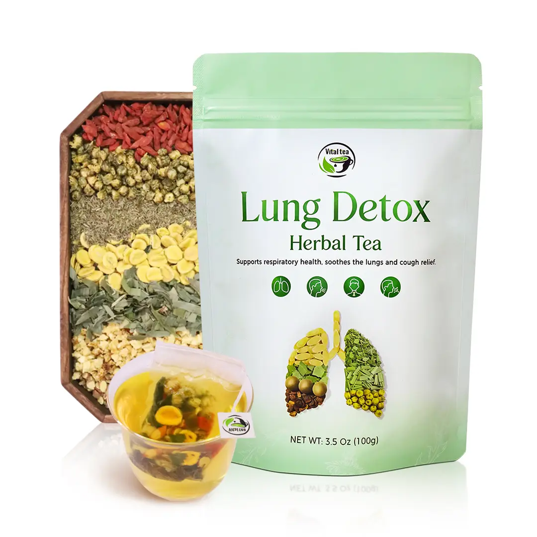 Lung Detox Tea - Cough, Shortness of Breath | Organic Natural Ingredients with Thyme, Monk fruit & Chrysanthemum for Lung Cleanse - 100g(3.5oz) - GMO Free, Herbal Tea Beverage | iTREE · Vital-Tea