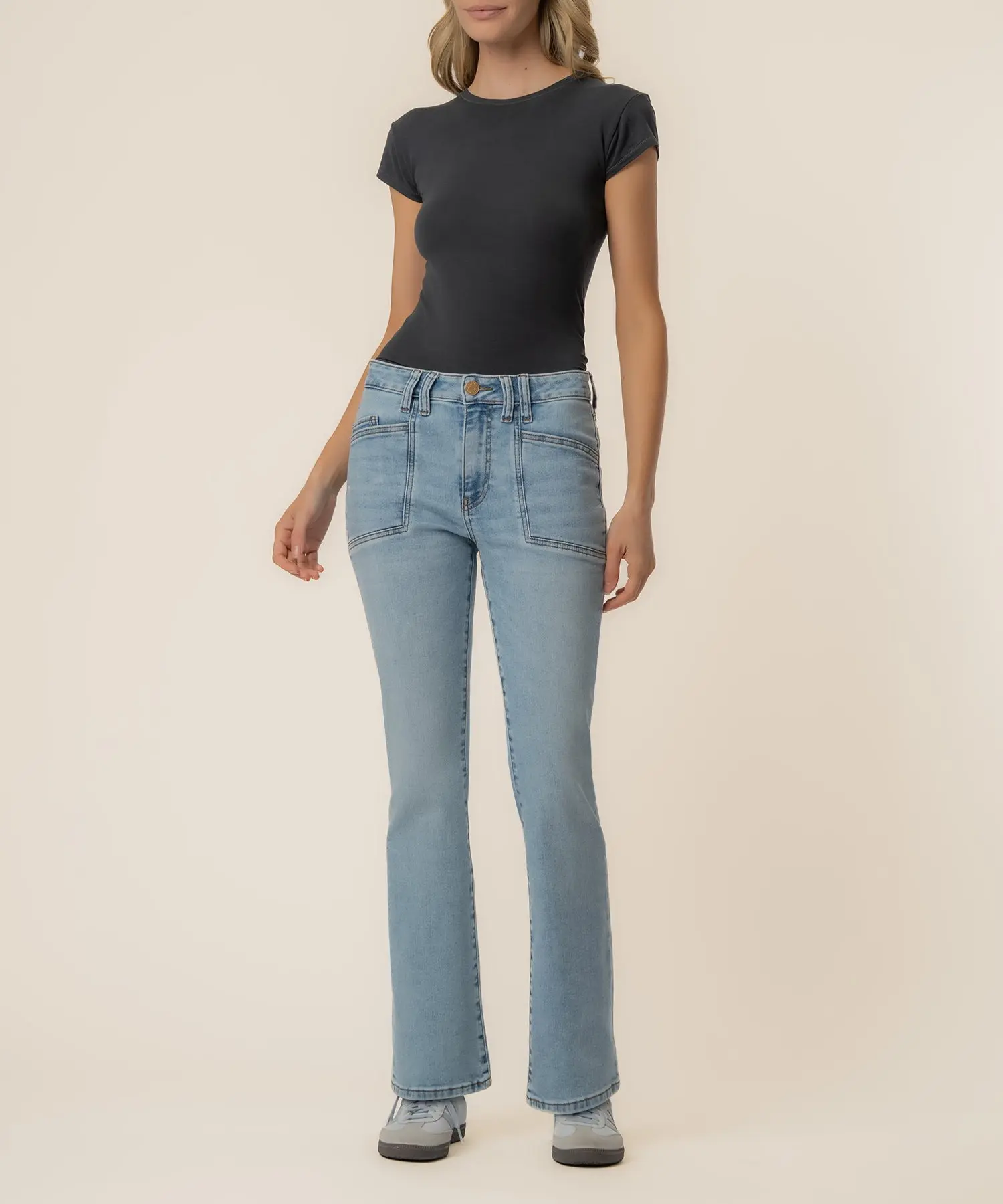 Kelsey High Rise Ankle Flare, Petite in Cure Wash