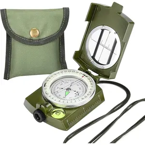 Military Lensatic Sighting Compass Survival with Carrying Bag, Compass for Hiking,Waterproof and Shakeproof, Army Green