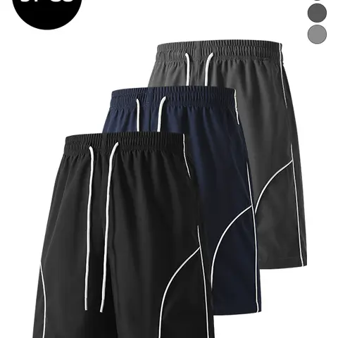 3-Pack Men’s Summer Striped Shorts — Trendy High-Street Street Style, Versatile Loose Fit, Ideal for Fitness, Running, and Sports