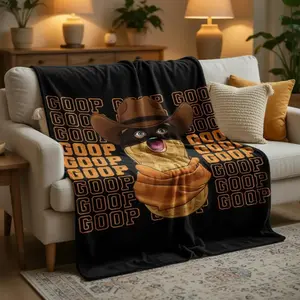 Goop Goop Cowboy Peanut Viral Meme Black Background Print Blanket Soft Cozy Leisure Warm Bed Blanket for Couch & Bedroom, Flannel & Fleece Throw Blankets, Funny, Trendy, Colorful, Ideal Gift for Meme Lovers & Pop Culture Fans.