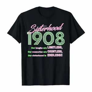 Sisterhood 1908 Pink Green Sorority Style T-Shirt, Limitless Countless Endless Graphic Tee, Greek Life Sisterhood Outfit