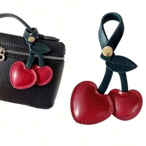 Heart Cherry Faux Leather Bag Purse Charm Keychain keychains cute design keychain keychain  bundle  set girly  accessories