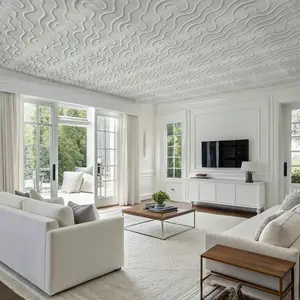 A La Maison Ceilings Modern Art 20 in x 20 in Decorative Styrofoam Glue-up Ceiling Tiles - #R136 - (Pack of 8) / 21.6 sqft