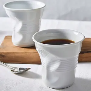 Ceramic Coffee Cup Mug with Asymmetric Fold Design, Microwave Safe, Reusable, Dishwasher Safe, Perfect Gift for Office, Home, Christmas, Thanksgiving, Drinkware, Reuse