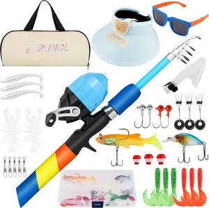 RUNCL Kids Fishing Pole and Reel Combo Kit - 4.9FT Telescopic Rod with Spincast Reel, Tackle Box, Hat, Sunglasses, Travel Bag, EVA Handle, Pre-spooled for Smooth Casting, Youth Beginner Fishing Kit for Ages 3-12 advent calendar