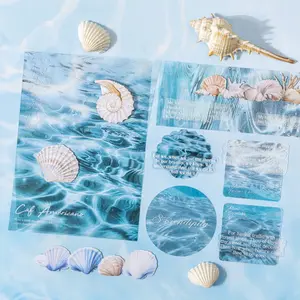 25 Sheets/bag Ocean-Themed Decorative Stickers, 15 Pet + 10 Double-Sided Paper Stickers, Perfect for Journaling & Water Bottle Decoration, High Adhesive Stickers