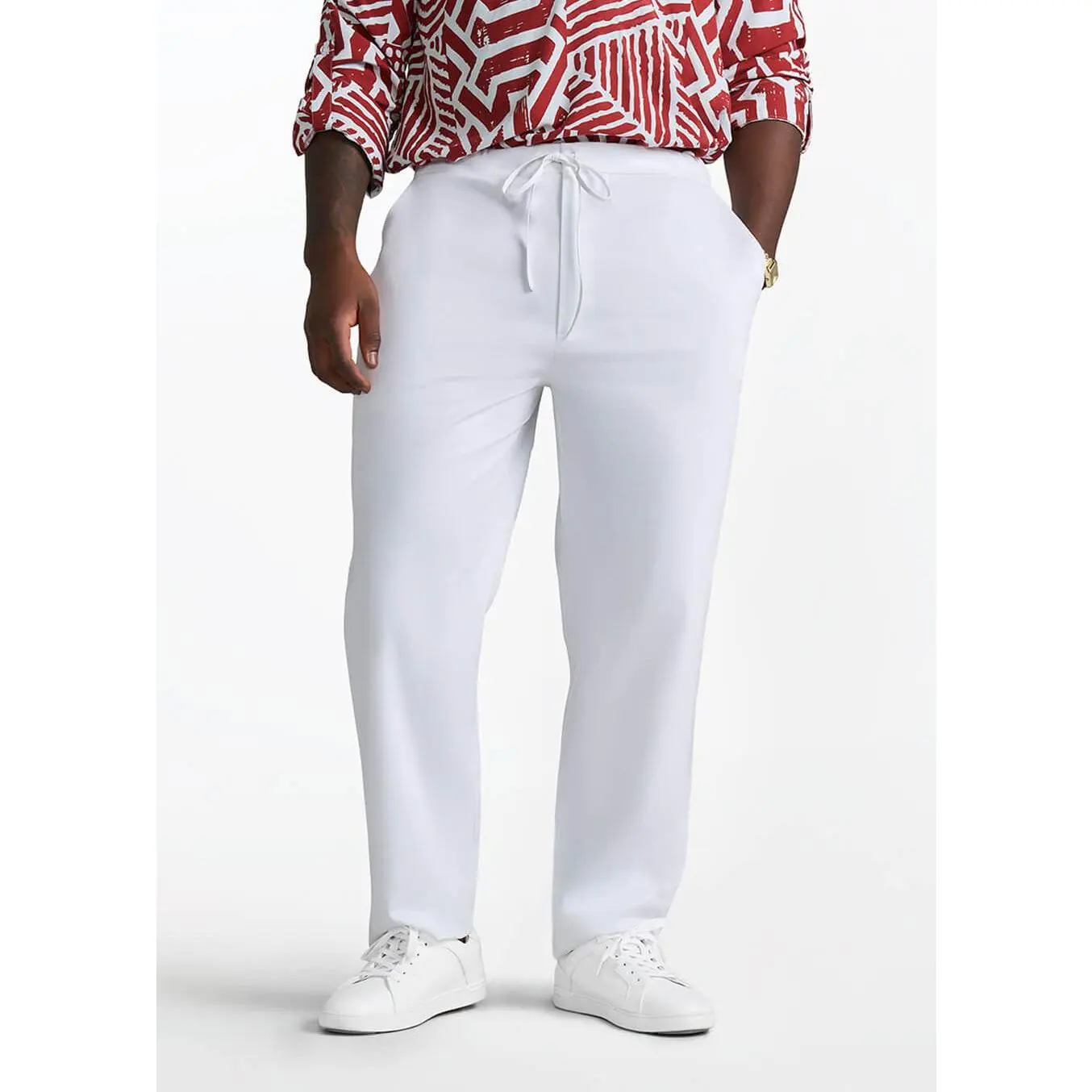 Adil Men's Traditional Dress Pants with Drawstring (White)