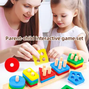 Montessori Early Education Shape Matching Toy, Shape Sorter, Geometric Cognitive Blocks, Stacker, Fine Motor Skills Training, Ideal Gift for Halloween Christmas Thanksgiving Back-To-School Spring Easter Ramadan New Year Birthday Present