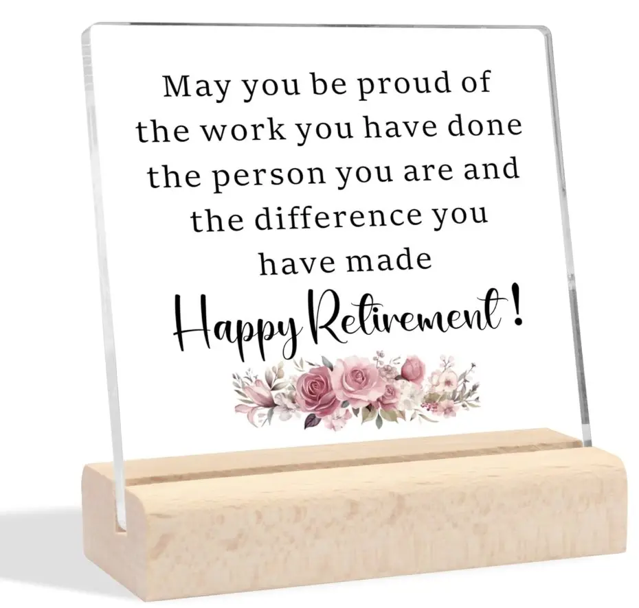 Happy Retirement Gifts for Men Women May You Be Proud of The Work Have Done Keepsake and Paperweight Retirement Plaque Inspirational Gifts for Retired Teacher Police Firefighter (Simple Style)