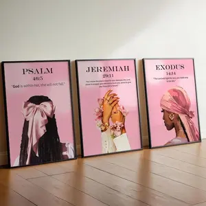 Pink Bible Verse Prints Black Girl Christian Wall Art Unframed Poster