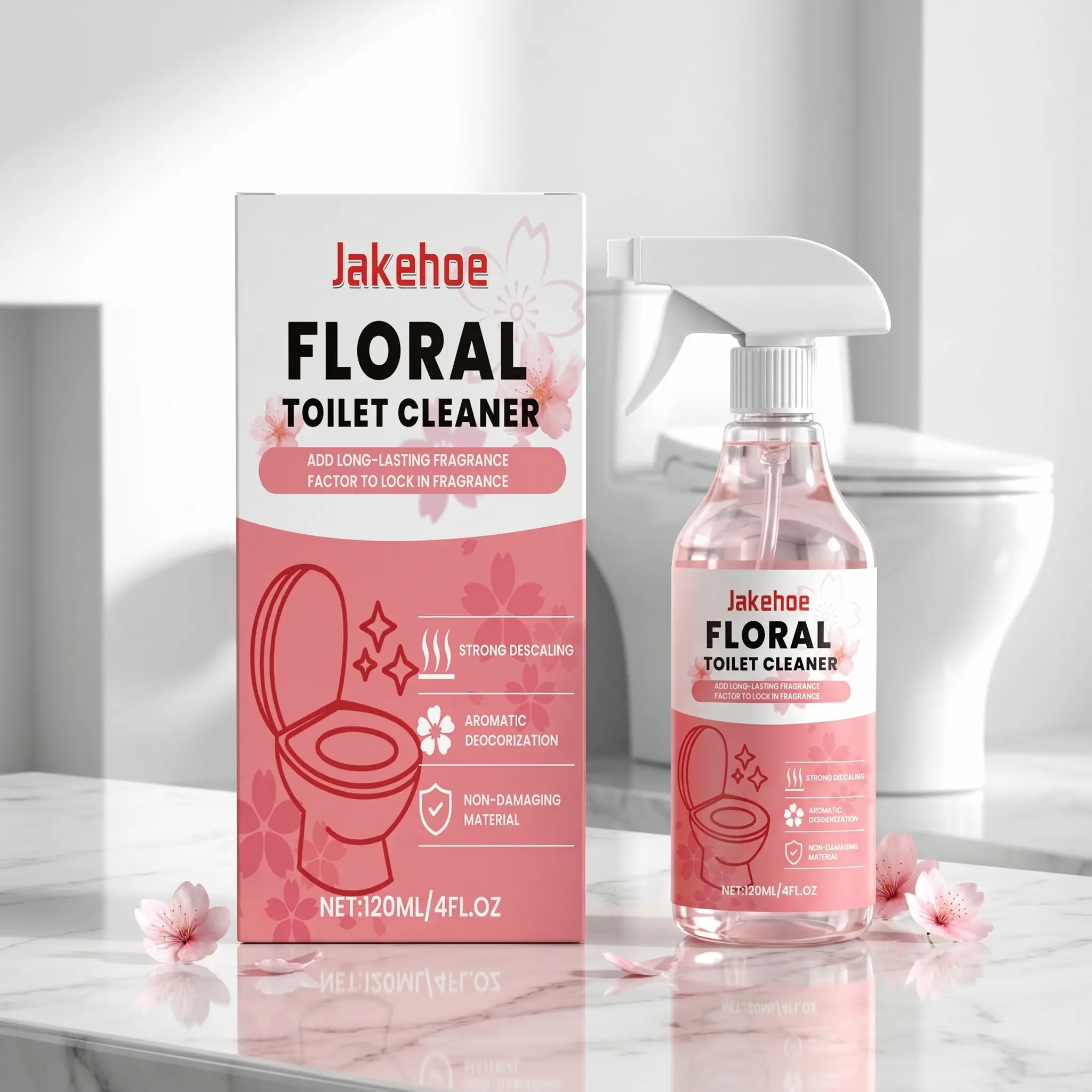 Automatic Floral Scented Liquid Toilet Cleaner Bottle - Septic-Safe Formula, Non-Aerosol, Water-Based Solution, Household Indoor Use, Stain Reduction, Descaling, Odor Control