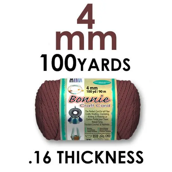 PEPPERELL BRAIDING COMPANY 4mm Bonnie Braid Macrame Cord, 100-yd Home Decor Hanging Supplies Cord
