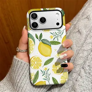 Fresh Lemon Citrus Phone Case Fruit Design Simple Color Scheme Compatible with iPhone 17 16 15 14 13 12 11 Series