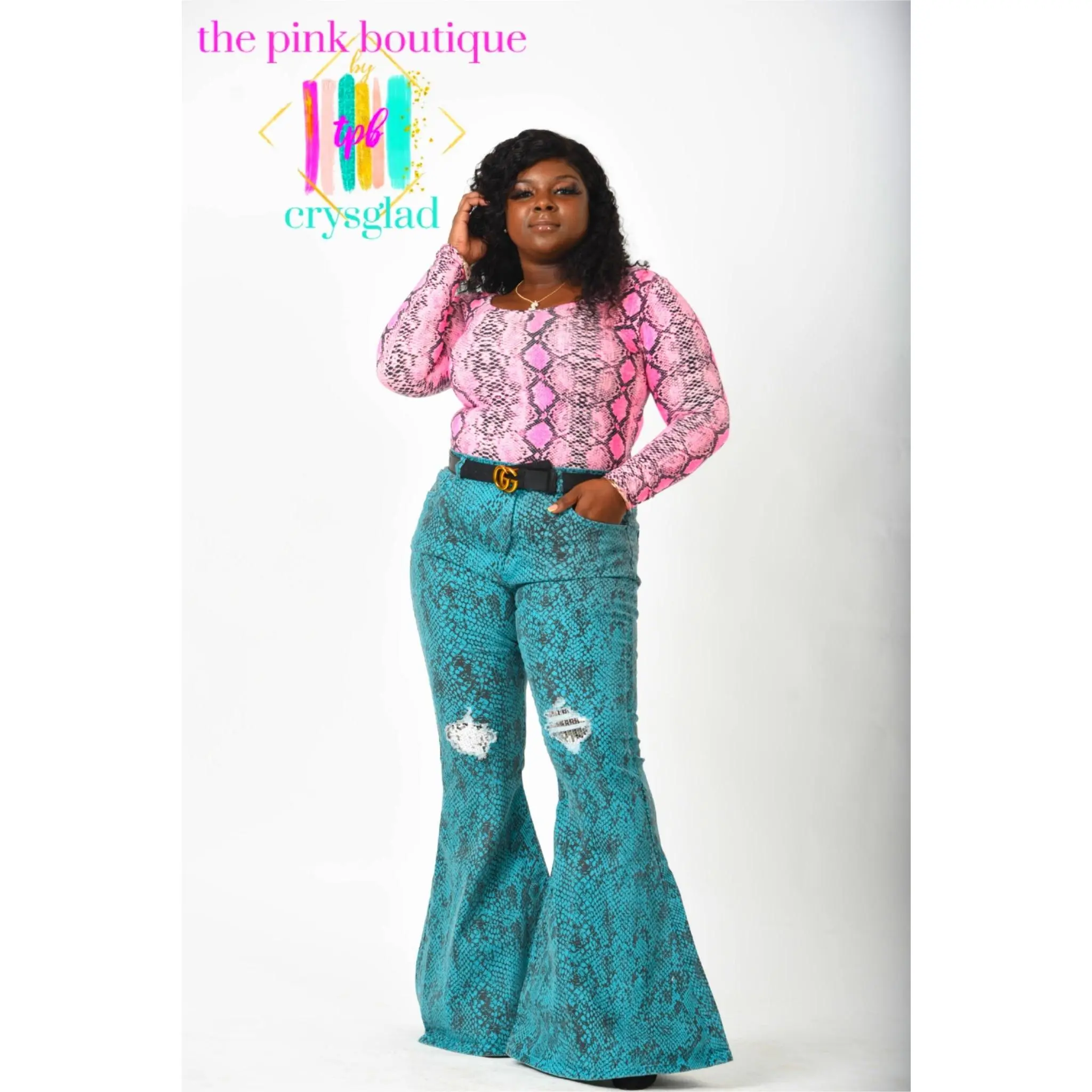 Ssssequins and Ssssnakes Flare Jeans - Curves