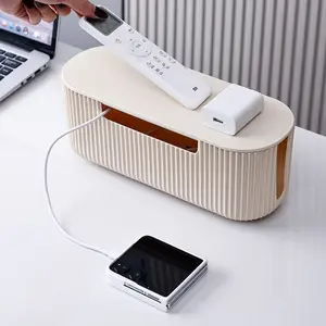 Hidden Power Strip Storage Box, Data Line Charger Organizer, Desk Cable Organizer, Durable PP Plastic Material, Ideal for Home or Office Use