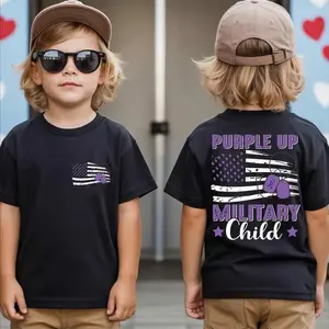 [Made in USA] Youth and Adult Purple Up For Military Boys Girls Shirt, Month of the Military Child merch, Purple Up For Military Kids Shirt, American Flag Gift Tee For Military Mom Wife, 90s Graphic tee, Y2k Style Print