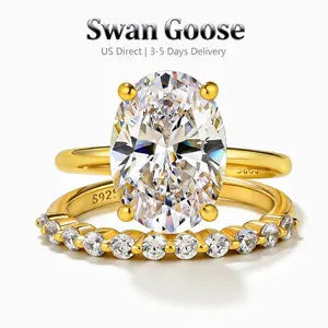 S925 Sterling Silver 4.5ct Oval Cut Engagement Ring Set,Hypoallergenic Bridal Ring Set,5A Cubic Zirconia Women's Ring Jewelry, banquet accessory Ring Set for Daily, Travel, Proposal, Birthday, Anniversary wedding ring set promise rings for gf tiktokshopsp